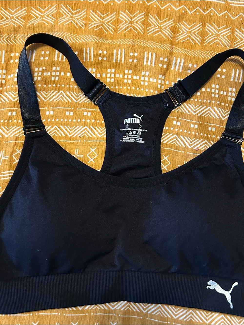 Puma Black Racerback Adjustable-Strap Sports Bra